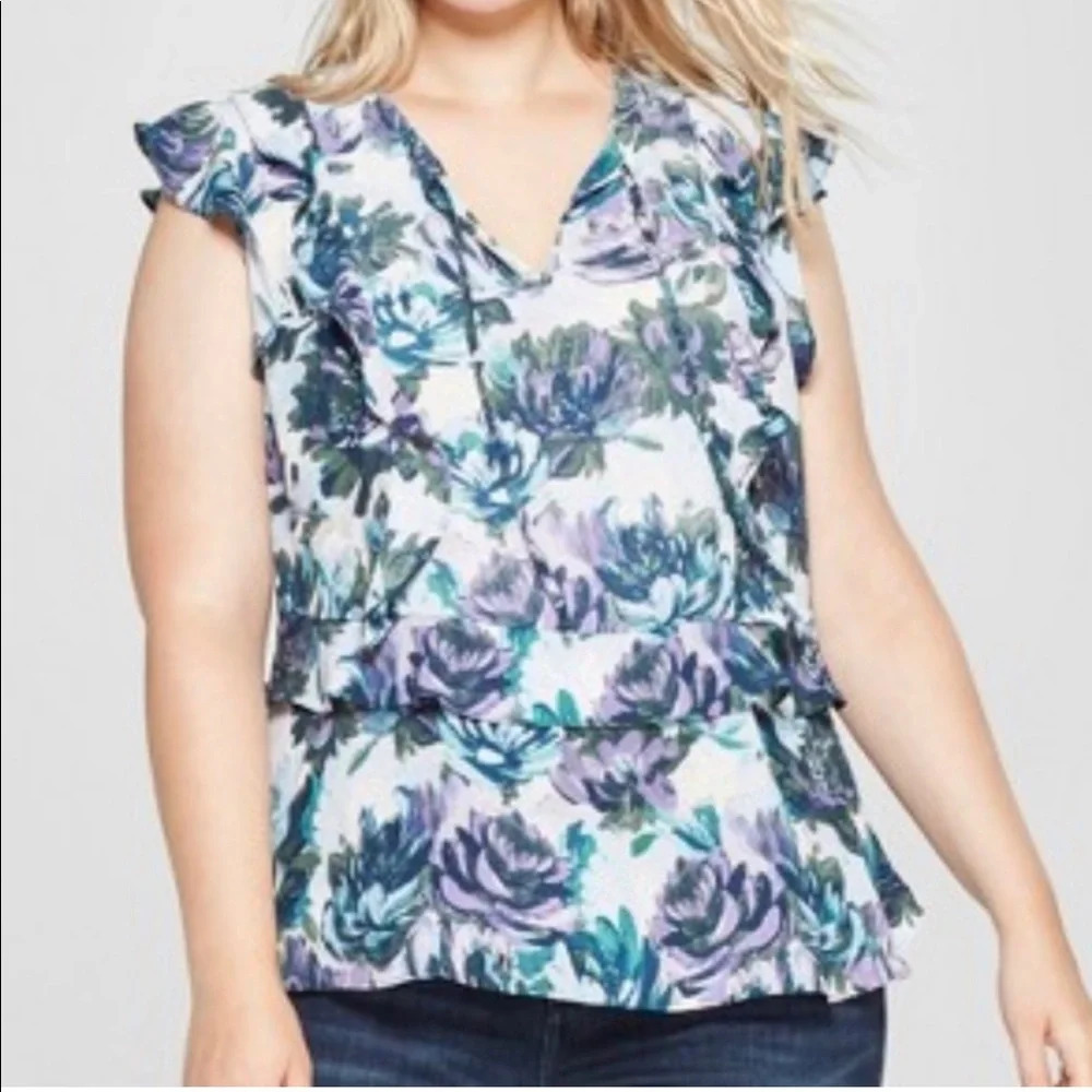 Ava & Viv floral print blouse, 1X